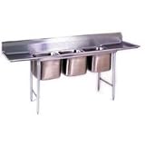 Eagle 314-16-3-18 Sink, 3 Compartment, Coved Corner, 20 x 16 Bowl, 18 Drainboard Left, 18 Drainboard Right
