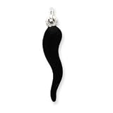 Sterling Silver Black Enamel Italian Horn Pendant