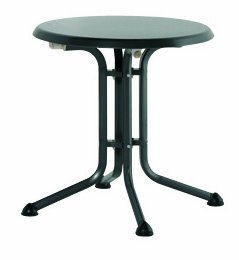 Kettler EXC - Gartentisch Alu-Klappgestell/Kettalux-Plus-Platte, lackiert Klapptisch 70 cm &Oslash;, silber/eisengrau