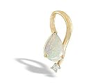 14K Yellow Gold Genuine Pear Opal and Diamond Pendant