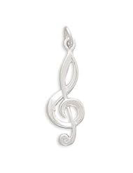 Treble Clef Pendant Necklace Sterling Silver, Chain Included