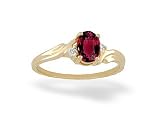 14K Yellow Gold Oval Created Ruby and Diamond Ring