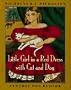 Little Girl in a Red Dress with Cat and Dog