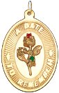 A Date to Remember with Rose on Oval Disc, 14K Gold Charm