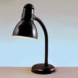 DLTW2030BLK Gooseneck Desk Lamp with Metal Shade &amp; Easy-Dial Cap Switch, 18" High, Black