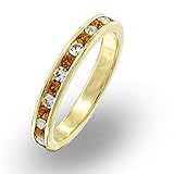 14k Gold Plated Yellow Topaz and Clear Swarovski Crystal Band