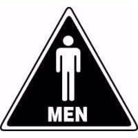 California ADA Men's Restroom Sign Triangle Black Title 24 Braille