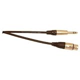 Black Professional 3m Klotz MY206 2 Core Screened 6.35mm Stereo Jack Plug To 3 Pin XLR Line Socket.