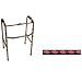 Medical Walker - Red Hat Pattern. This fashionable, yet functional geriatric walker is lightweight and folds in seconds. Constructed of aircraft quality aluminum, this folding walker supports up to 250 lbs. and has convenient height adjustments from 34" - 39".