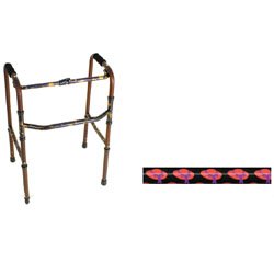 Red Hat Pattern - Medical Walker. This fashionable, yet functional geriatric walker is lightweight and folds in seconds. Constructed of aircraft quality aluminum, this folding walker supports up to 250 lbs. and has convenient height adjustments from 34