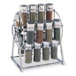 Olde Thompson 25645C - Spice Rack, Ferris Wheel, Holds 20, Chrome/Black Flip-Top Lid, Filled