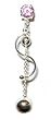 Ball & Chain Belly Button Ring Chain Moves from Top to Bottom of the S design