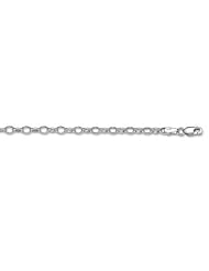 14K White Gold 3.2mm wide Diamond Cut Oval Rolo Chain with Lobster Clasp