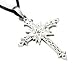 Powerful PENTAGRAM CROSS Silver Tone PEWTER Pendant Necklace