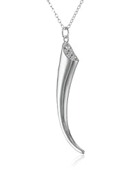 Sterling Silver Simulated Diamond Puffed Horn Necklace, 18"