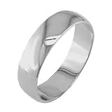 Image of 9ct White Gold, 5mm Wide, 'D' Shape Wedding Ring