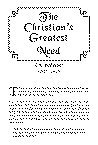 The Christians Greatest Need