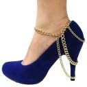 Womens Anklet, High Heel Jewelry, Gold Bold Chain Layered Heel Chain. Size : 11 Inches.