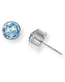 Boma Round Blue Topaz Post Earrings