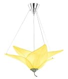 Nulco 3472-07-YE Chrome and Yellow Fabric Orchid Art Deco / Retro Three Light Down Lighting Pendant