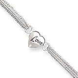 Sterling Silver Heart with Love Bracelet - 7 Inch - Lobster Claw