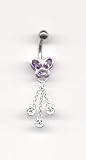 Butterfly Chain Navel Bar in Amethyst