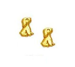 14k Yellow Puppy Friction-Back Post Earrings