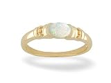 14K Yellow Gold Genuine Oval Opal Ring