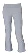 Ladies Foldover Cotton Spandex Yoga Pants, Heather Gray Medium