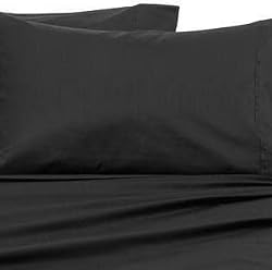 Pillow Case Set 600tc Solid Sateen 100% Egyptian Cotton Queen/standard Size Black