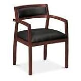 Guest Chairs, Wood, Black Leather Seat And Back, Bourbon Cherry Finish BSXVL852HST11