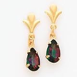 14k 8x5mm Tear Drop Mystic Fire Topaz Dangle Post Earrings