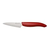Kyocera Revolution Series 3 Inch Paring Knife With Red Handle, White Blade