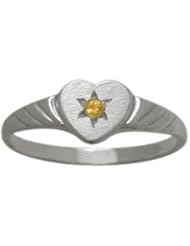 10 Karat White Gold Genuine Citrine Heart Solitaire Baby Ring