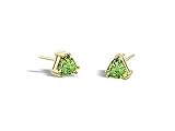 14K Yellow Gold Genuine Trillion Peridot Stud Earrings