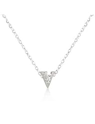 Alexander James White Gold Rhodium Plated Micro Pave Cubic Zirconia V Initial Pendant with Lobster Clasp set in Silvertone All pendants come with 16 Inch chain.