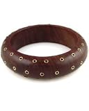 Brown Grommet Wood Bangle Bracelet