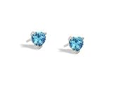 14K White Gold Genuine Heart Blue Topaz Stud Earrings