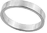 14K White Gold Flat Classic-Fit Wedding Band with Polished Finish, 3mm Wide