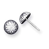 14k White Gold Polished Diamond-Cut Half Ball Post Earrings