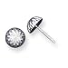 14k White Gold Polished Diamond-Cut Half Ball Post Earrings