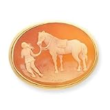 14K 40mm Shell Cameo Horse Pin