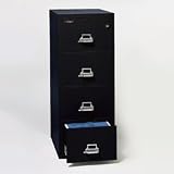 Fireking Insulated Four-Drawer Vertical File, 25 Deep, Letter Size, Black 41825CBL / FIR41825CBL