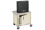 Plastic Utility Cart 2 Shelves Putty With Security Cabinet