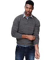 2" Longer North Coast Grandad Collar Mock Layer Flecked Shirt Jumper