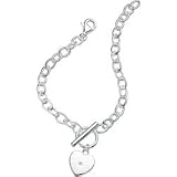 Silver Girls Heart Charm Bracelet by D For Diamond