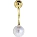 Solid 14KT Yellow Gold PEARL GEM Belly Ring