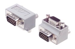 Low Profile Right Angle Adapter, HD15 Male / Female, Cable Exit 2