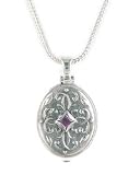 Anatoli Oval Amethyst Locket Necklace