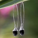 Black spinel earrings, 'Sublime'
